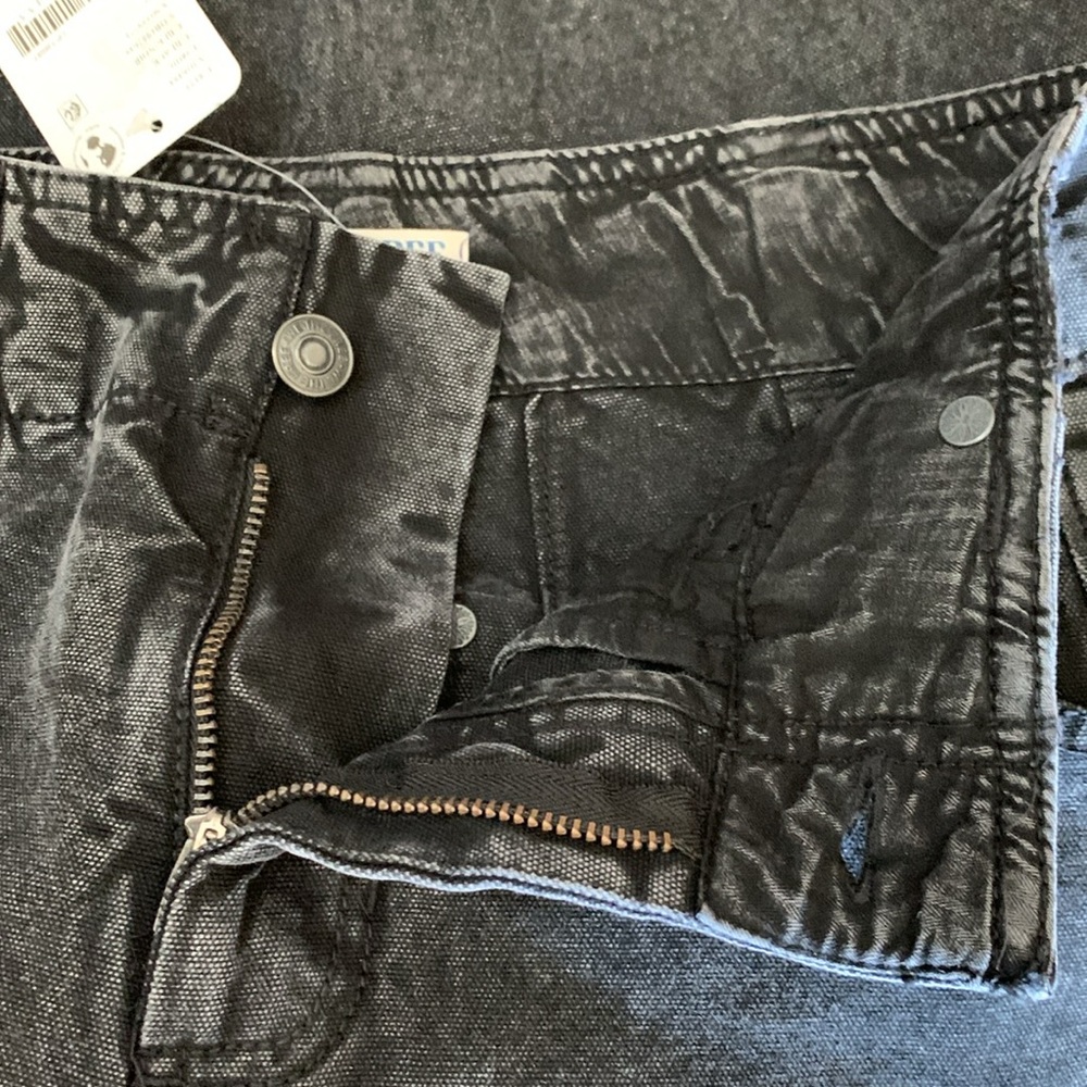 FREE PEOPLE Denim Cropped Slim Barrel Pants Distressed Black NWT Supersonic - Picture 12 of 13
